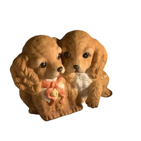 Vtg 1988 Homco Masterpiece Porcelain Figurine Two Cocker Spaniel Puppies Decor - Picture 4 of 5